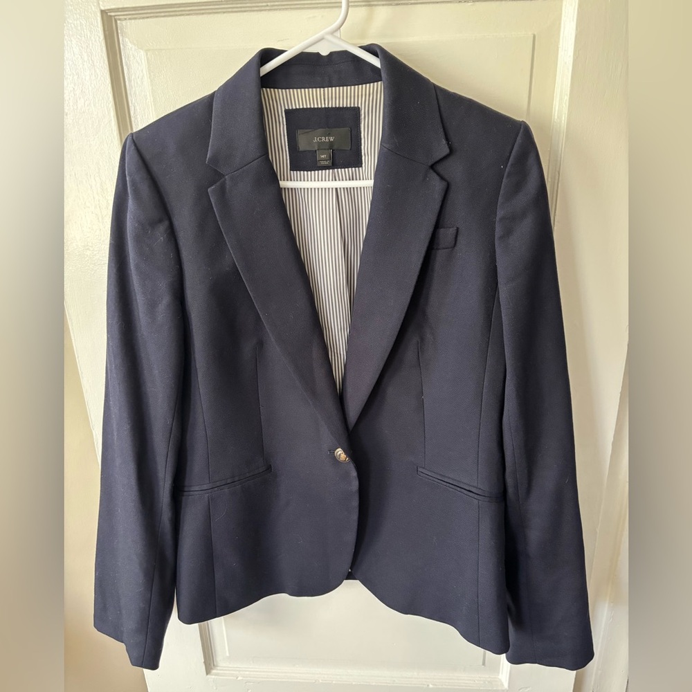 J. Crew Wool Navy Blue Blazer Classic Tailored Suit Jacket